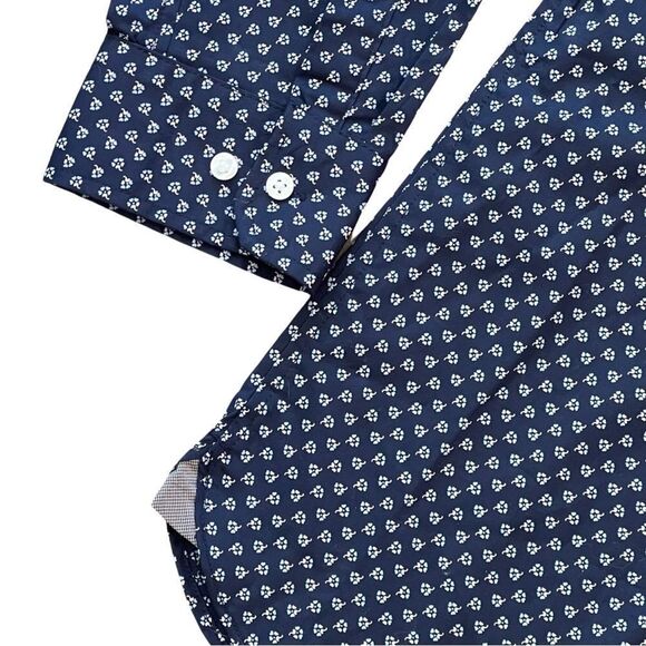 Stain Shield Never Tuck Long Sleeve Regular Fit Floral Navy Shirt - Picture 6 of 12